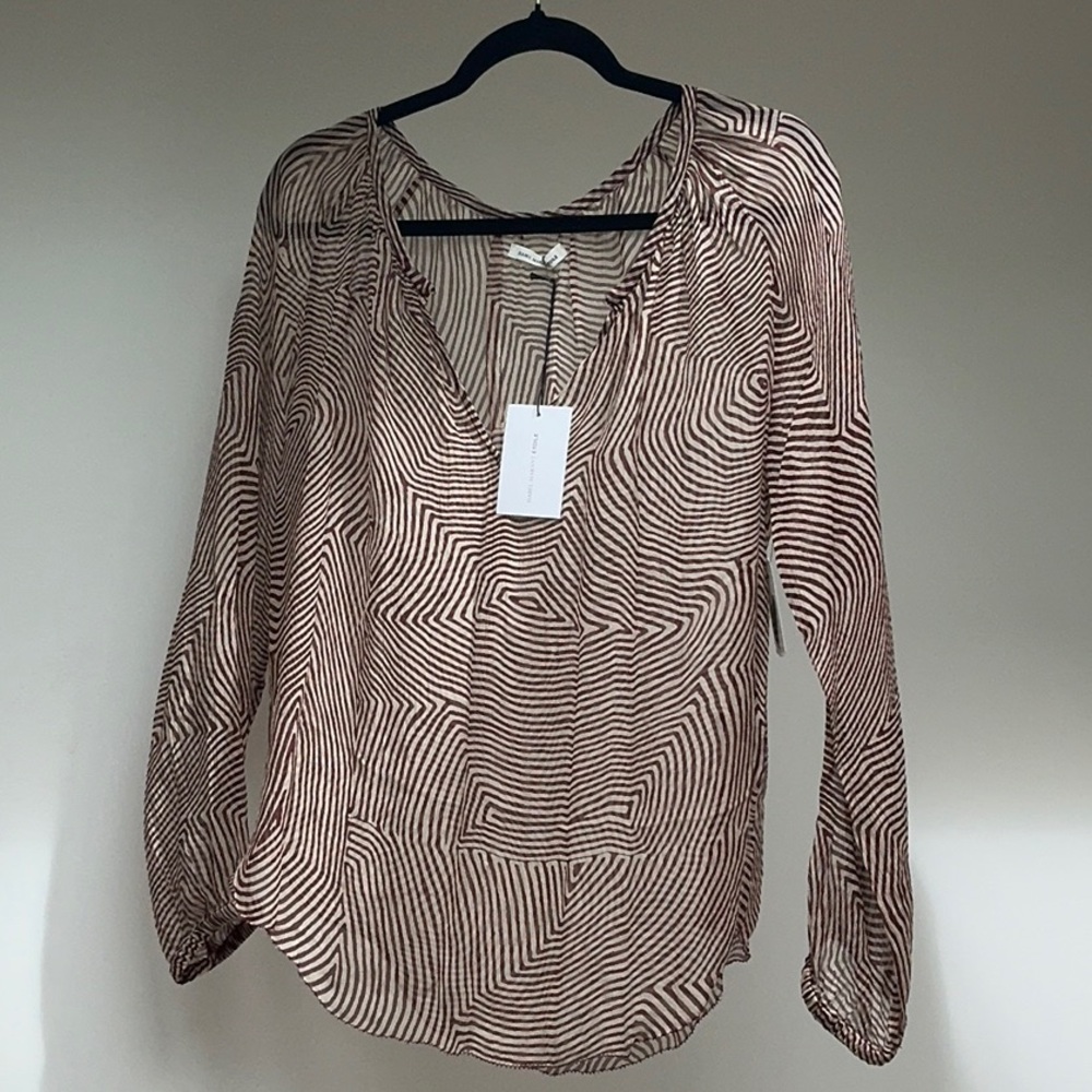 Isabel Marant ivory and maroon Long Sleeve Silk Blouse Brand New size 40/US 6
